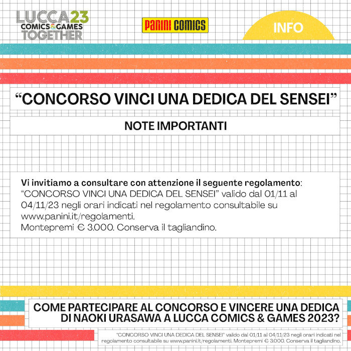 Lucca Comics 2023: regolamento per la dedica di Naoki Urasawa Lucca Comics 2023: regolamento per la dedica di Naoki Urasawa